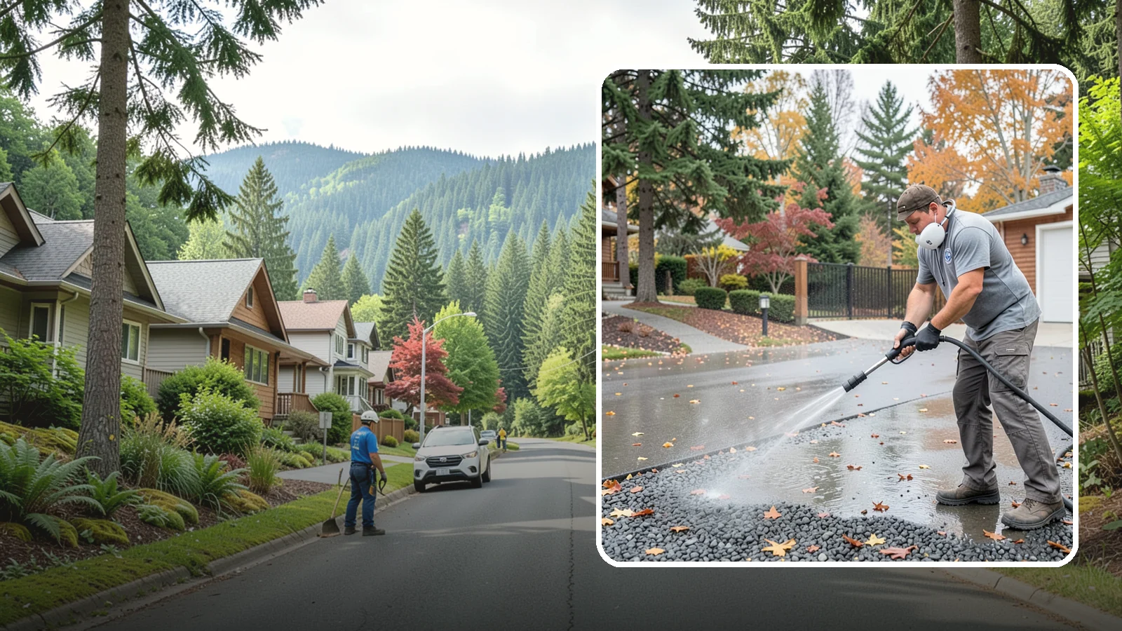 Gravel Border Cleaning in Darrington, Snohomish County, WA - Cleanup and refreshing of gravel borders and edges that frame Washington driveways and walkways.