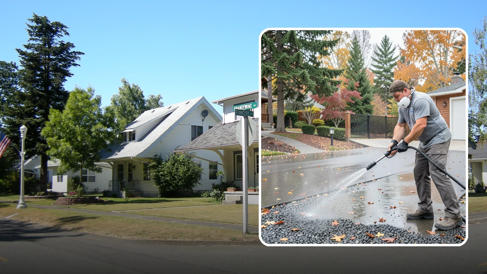 Gravel Border Cleaning in DuPont, Pierce County, WA - Cleanup and refreshing of gravel borders and edges that frame Washington driveways and walkways.