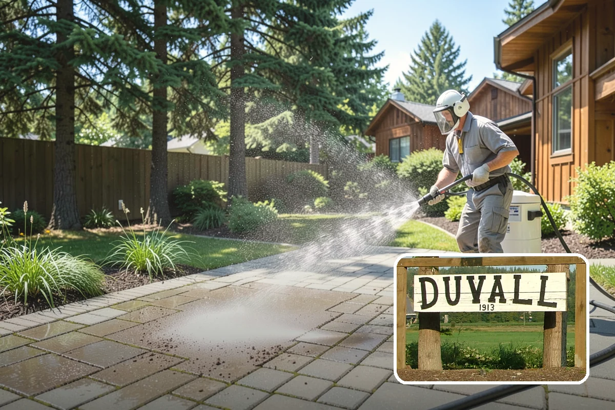 Gravel Border Cleaning in Duvall, King County, WA - Clears leaves and organic buildup from the gravel