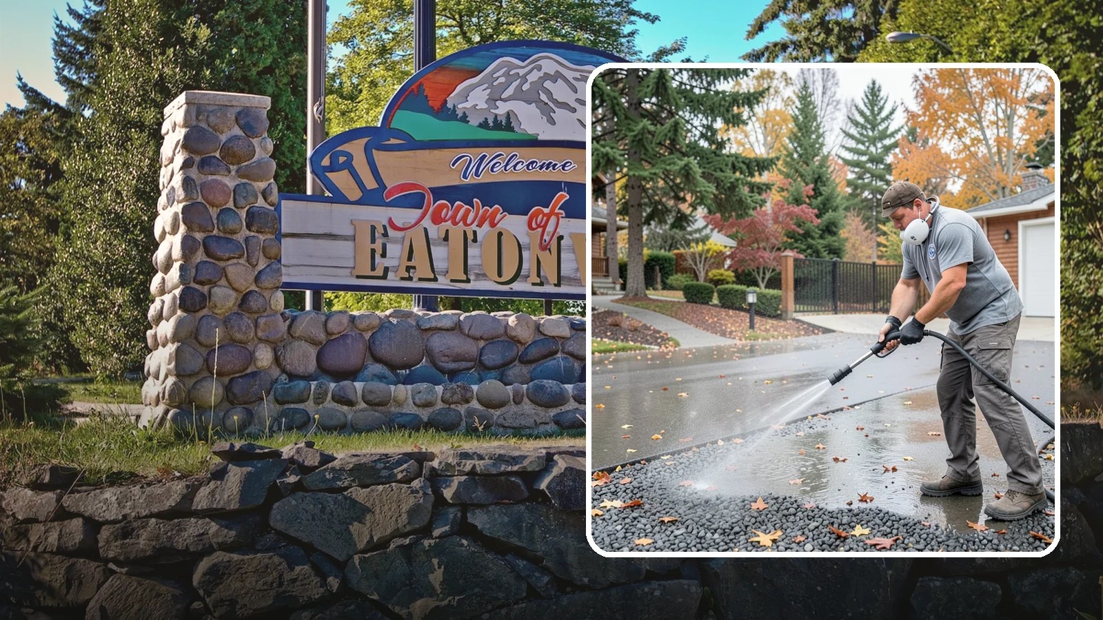 Gravel Border Cleaning in Eatonville, Pierce County, WA - Cleanup and refreshing of gravel borders and edges that frame Washington driveways and walkways.