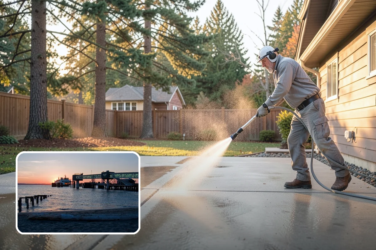 Gravel Border Cleaning in Edmonds, Snohomish County, WA - Clears leaves and organic buildup from the gravel