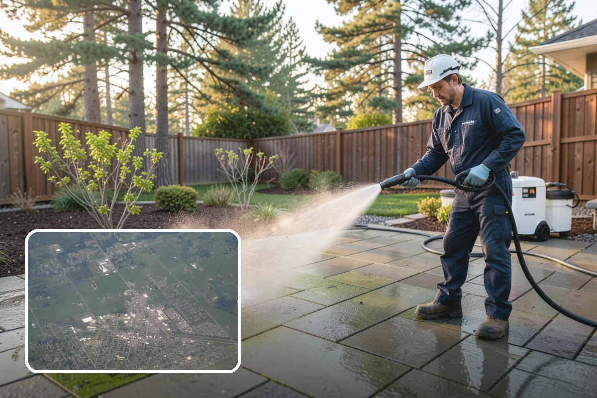 Gravel Border Cleaning in Enumclaw, King County, WA - Clears leaves and organic buildup from the gravel