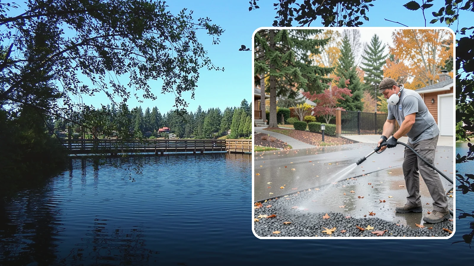 Gravel Border Cleaning in Federal Way, King County, WA - Cleanup and refreshing of gravel borders and edges that frame Washington driveways and walkways.