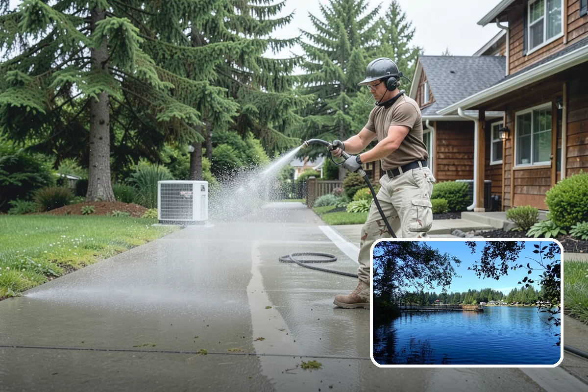Gravel Border Cleaning in Federal Way, King County, WA - Clears leaves and organic buildup from the gravel