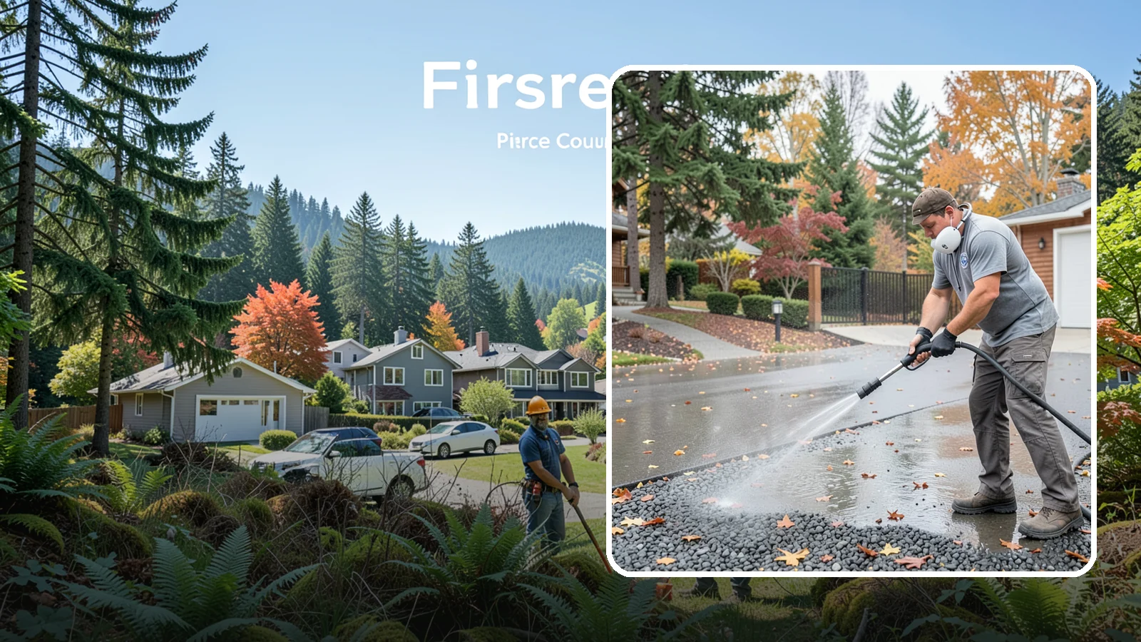 Gravel Border Cleaning in Fircrest, Pierce County, WA - Cleanup and refreshing of gravel borders and edges that frame Washington driveways and walkways.