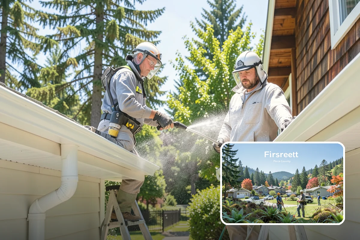 Gravel Border Cleaning in Fircrest, Pierce County, WA - Clears leaves and organic buildup from the gravel