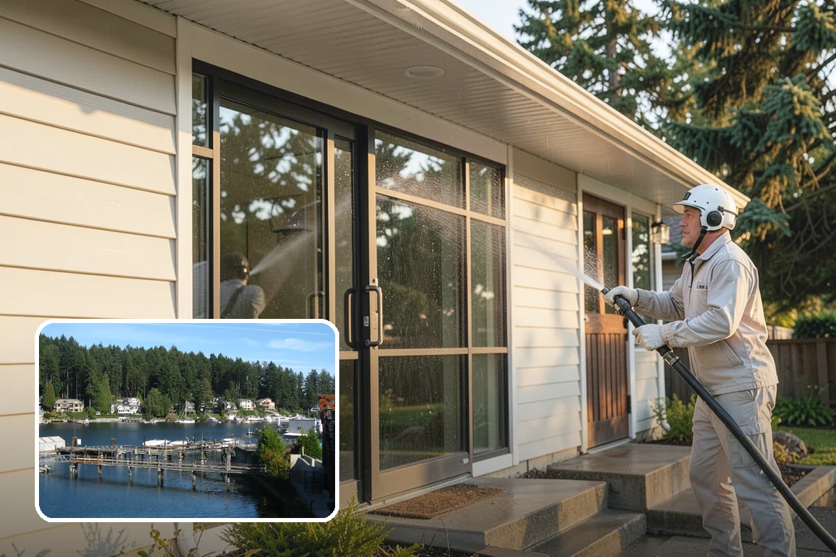 Gravel Border Cleaning in Gig Harbor, Pierce County, WA - Clears leaves and organic buildup from the gravel