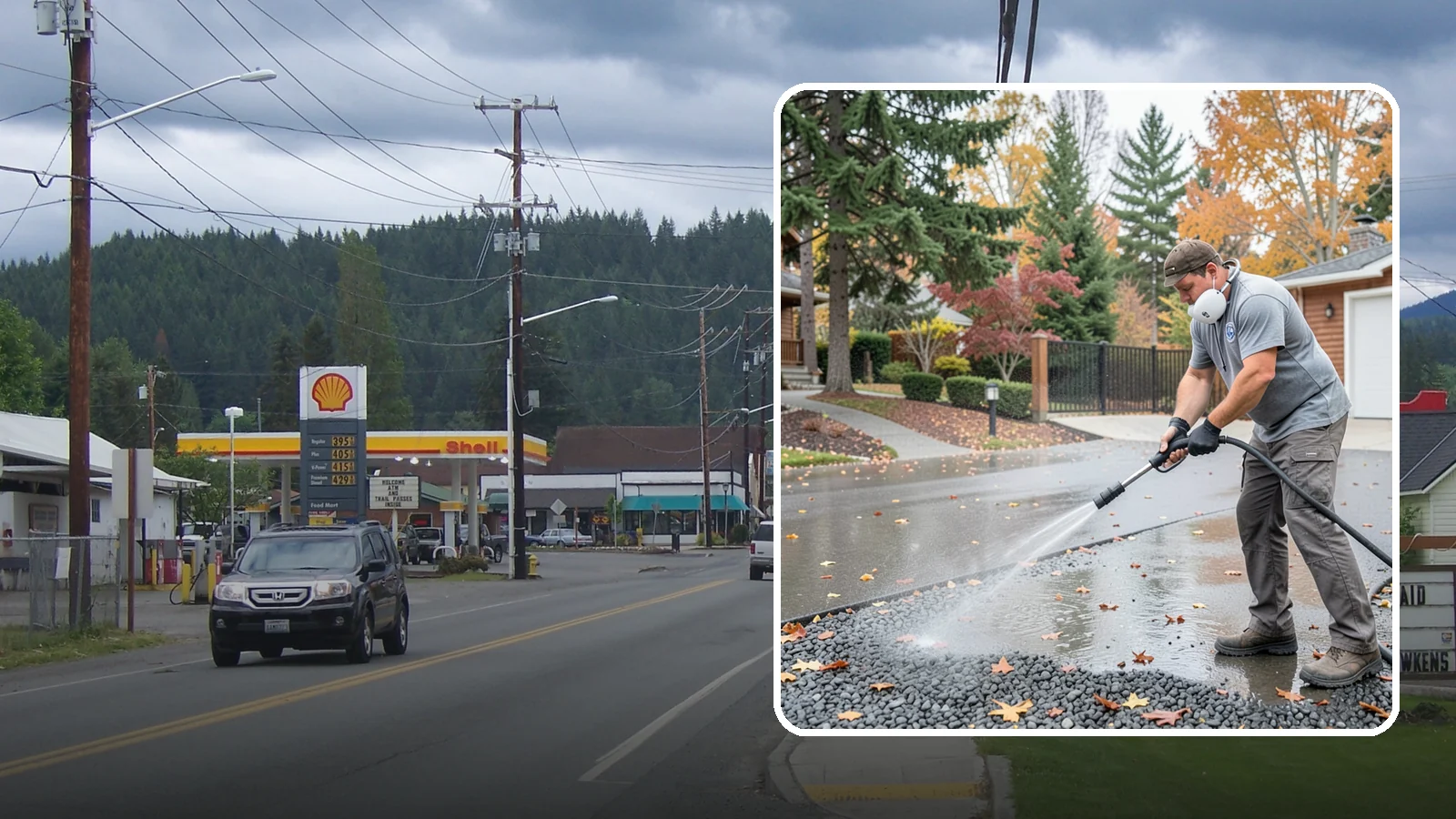 Gravel Border Cleaning in Granite Falls, Snohomish County, WA - Cleanup and refreshing of gravel borders and edges that frame Washington driveways and walkways.