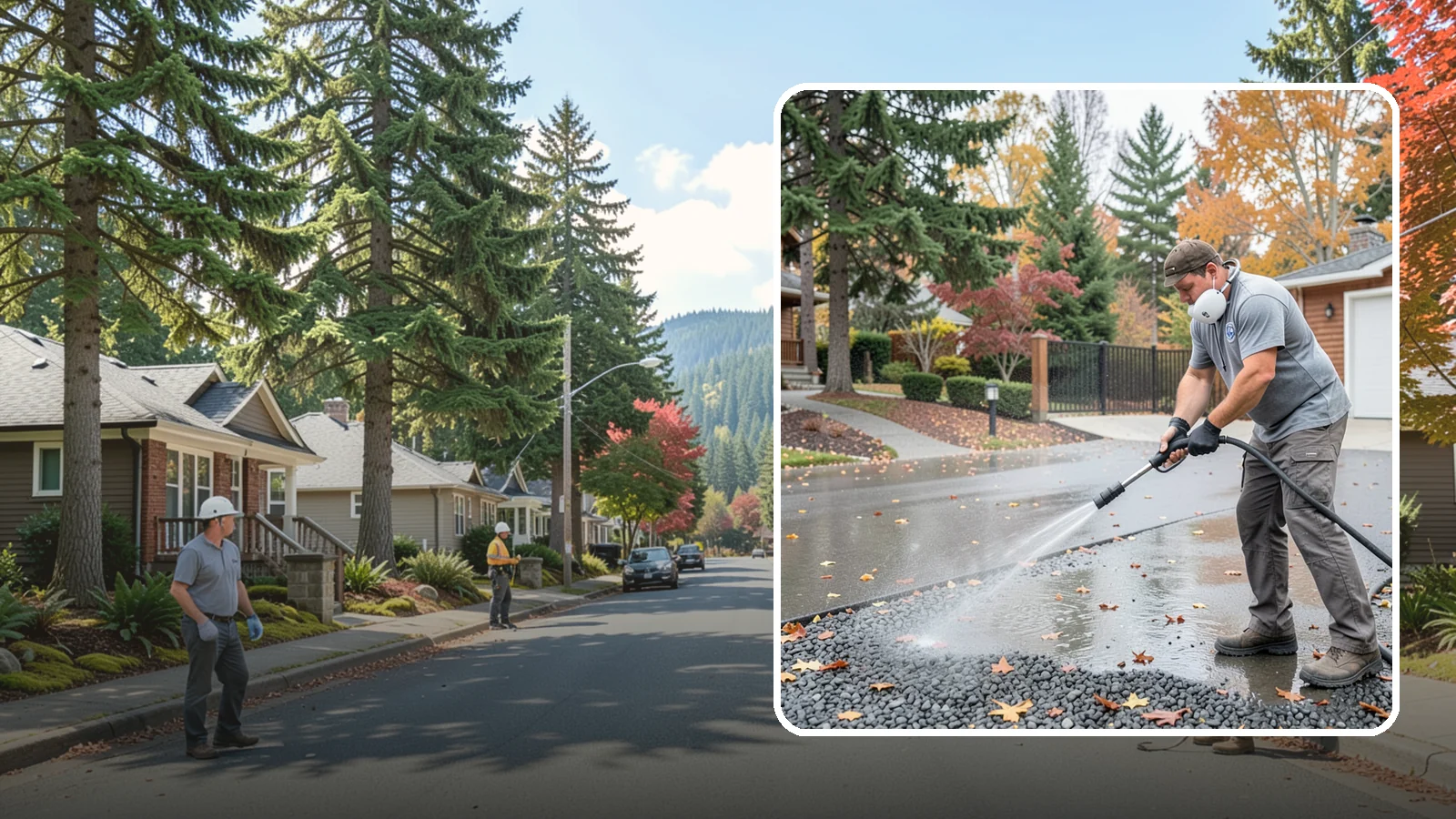 Gravel Border Cleaning in Hunts Point, King County, WA - Cleanup and refreshing of gravel borders and edges that frame Washington driveways and walkways.