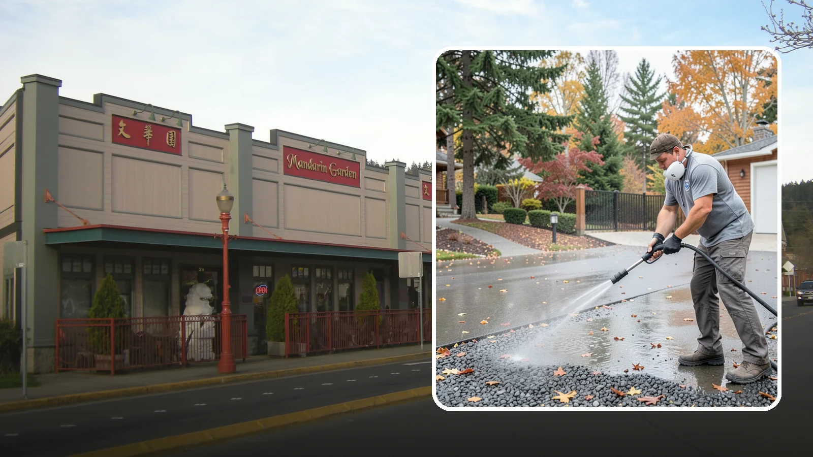 Gravel Border Cleaning in Issaquah, King County, WA - Cleanup and refreshing of gravel borders and edges that frame Washington driveways and walkways.