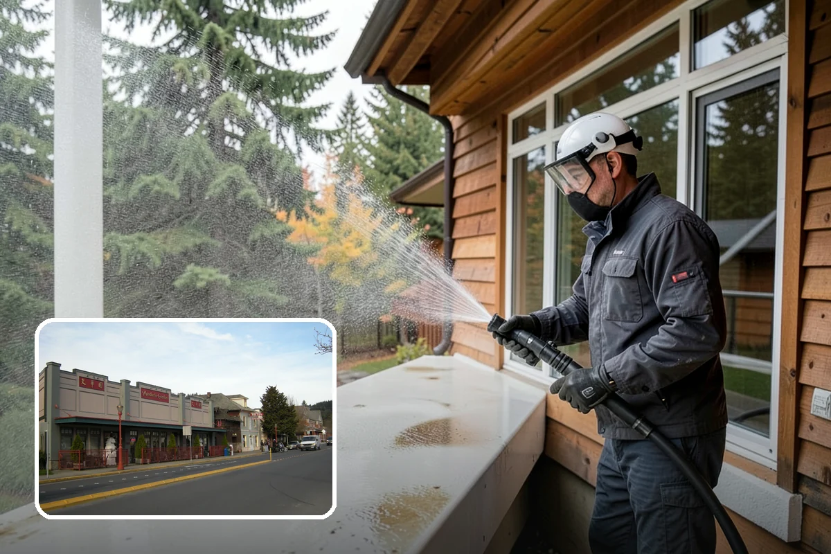 Gravel Border Cleaning in Issaquah, King County, WA - Clears leaves and organic buildup from the gravel