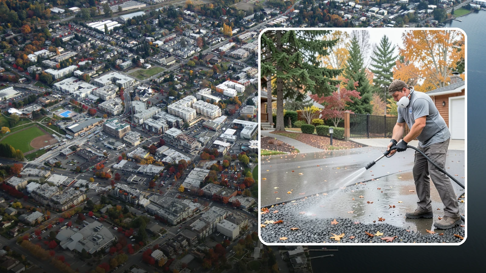 Gravel Border Cleaning in Kirkland, King County, WA - Cleanup and refreshing of gravel borders and edges that frame Washington driveways and walkways.