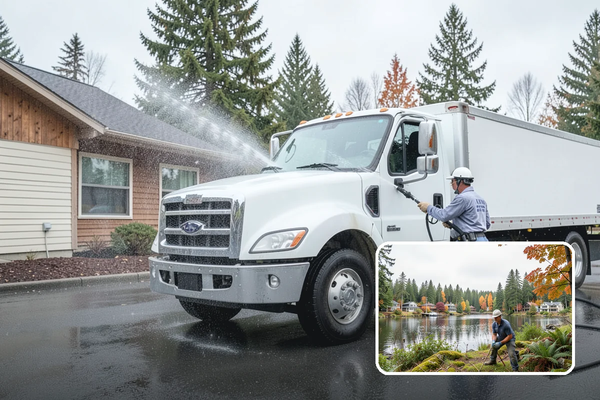 Gravel Border Cleaning in La Conner, Skagit County, WA - Clears leaves and organic buildup from the gravel