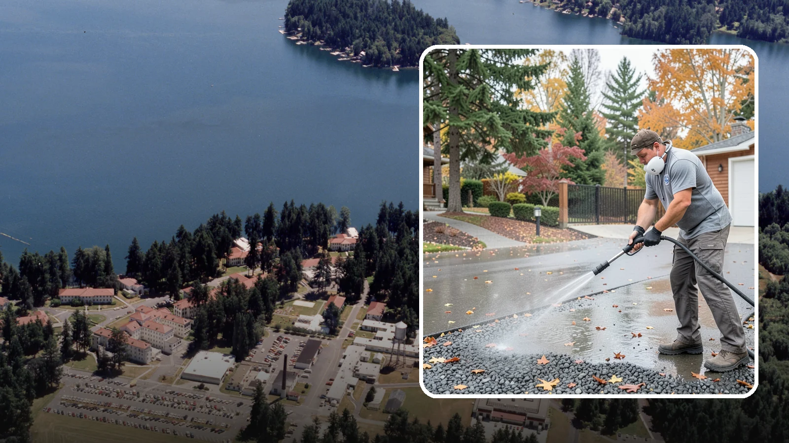 Gravel Border Cleaning in Lakewood, Pierce County, WA - Cleanup and refreshing of gravel borders and edges that frame Washington driveways and walkways.