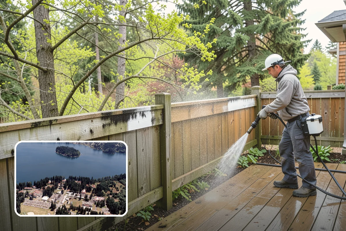 Gravel Border Cleaning in Lakewood, Pierce County, WA - Clears leaves and organic buildup from the gravel
