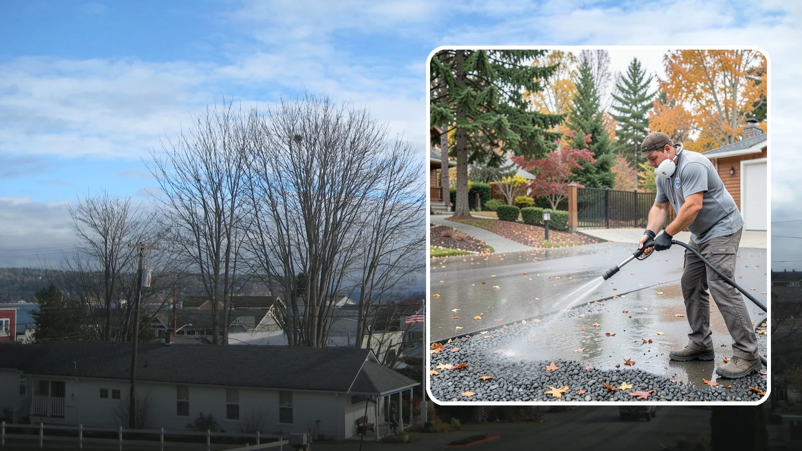 Gravel Border Cleaning in Langley, Island County, WA - Cleanup and refreshing of gravel borders and edges that frame Washington driveways and walkways.