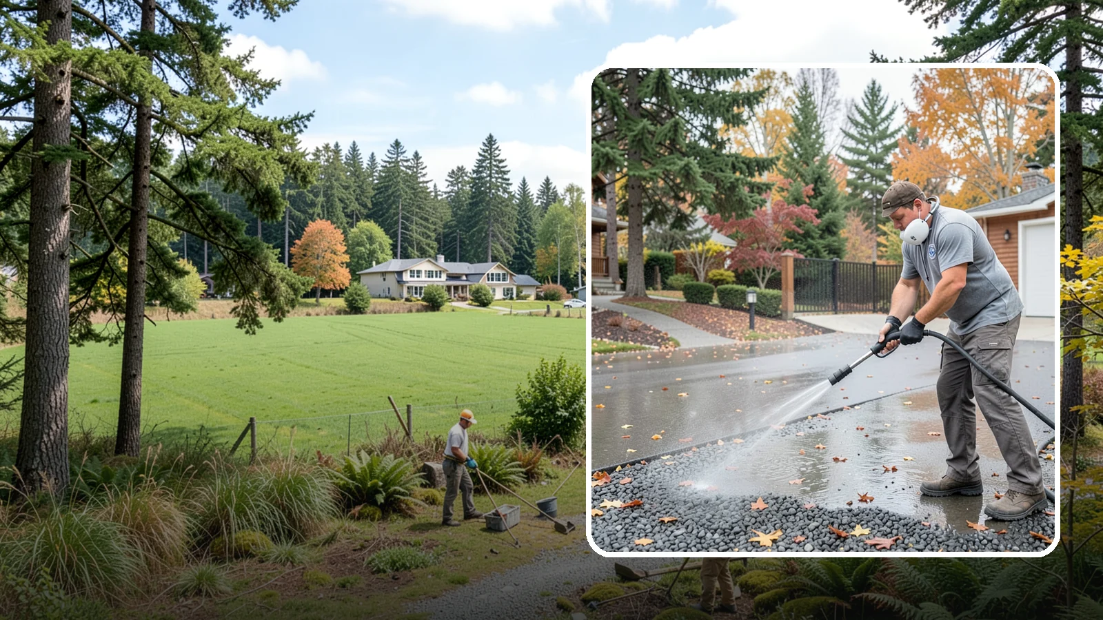 Gravel Border Cleaning in Lyman, Skagit County, WA - Cleanup and refreshing of gravel borders and edges that frame Washington driveways and walkways.
