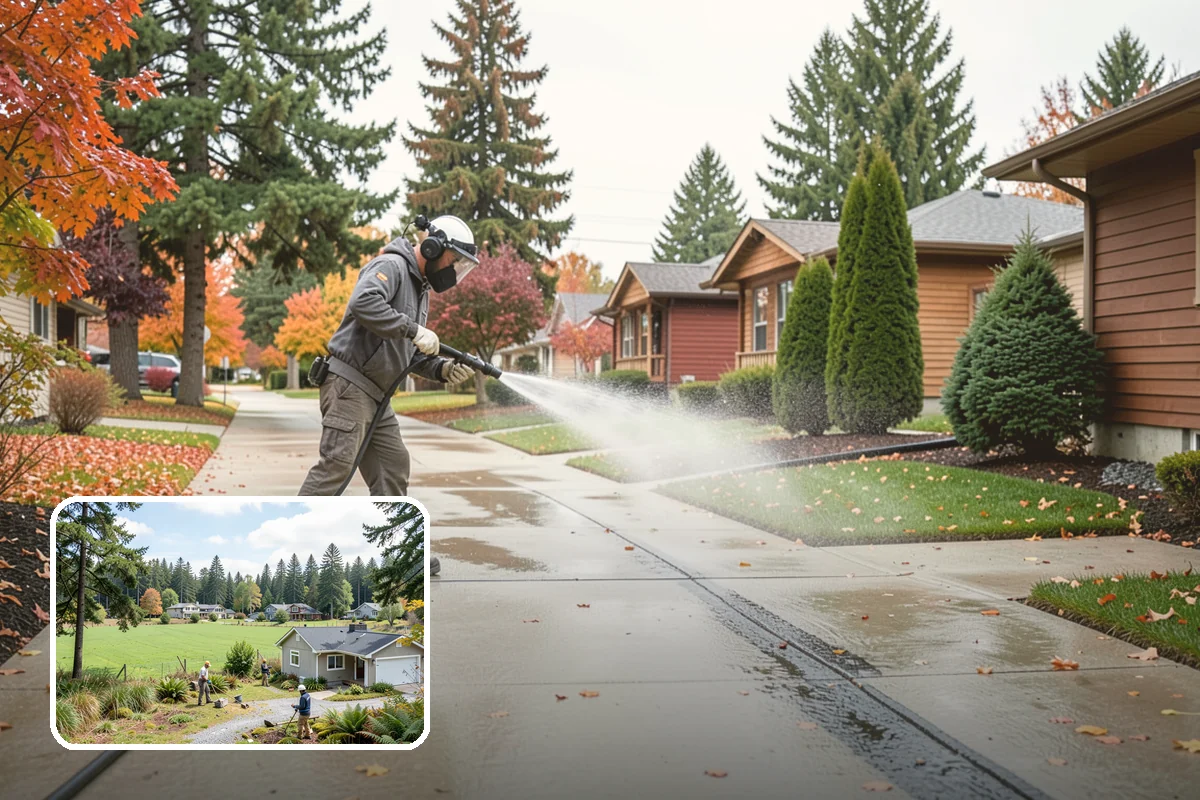 Gravel Border Cleaning in Lyman, Skagit County, WA - Clears leaves and organic buildup from the gravel