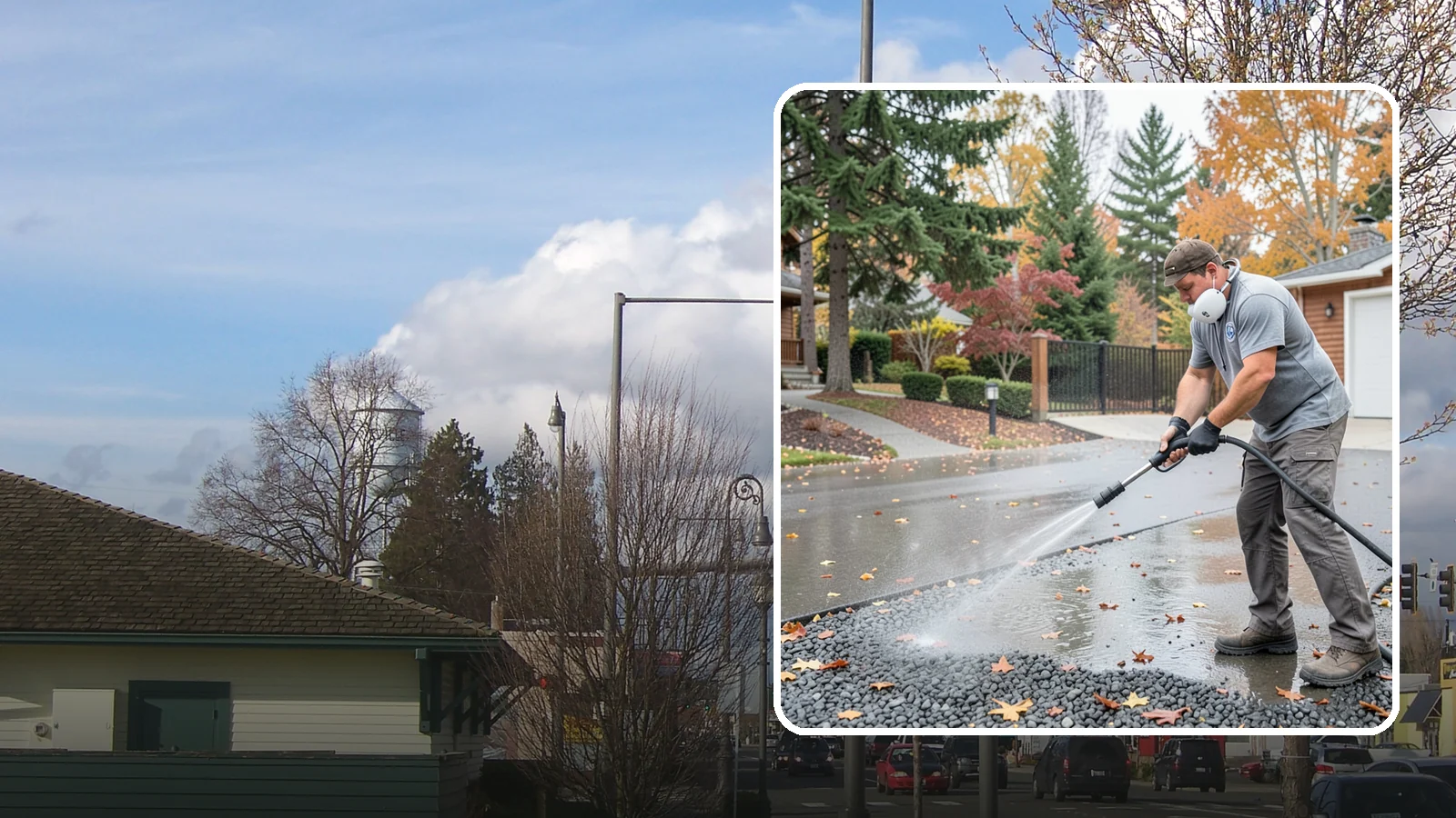 Gravel Border Cleaning in Marysville, Snohomish County, WA - Cleanup and refreshing of gravel borders and edges that frame Washington driveways and walkways.