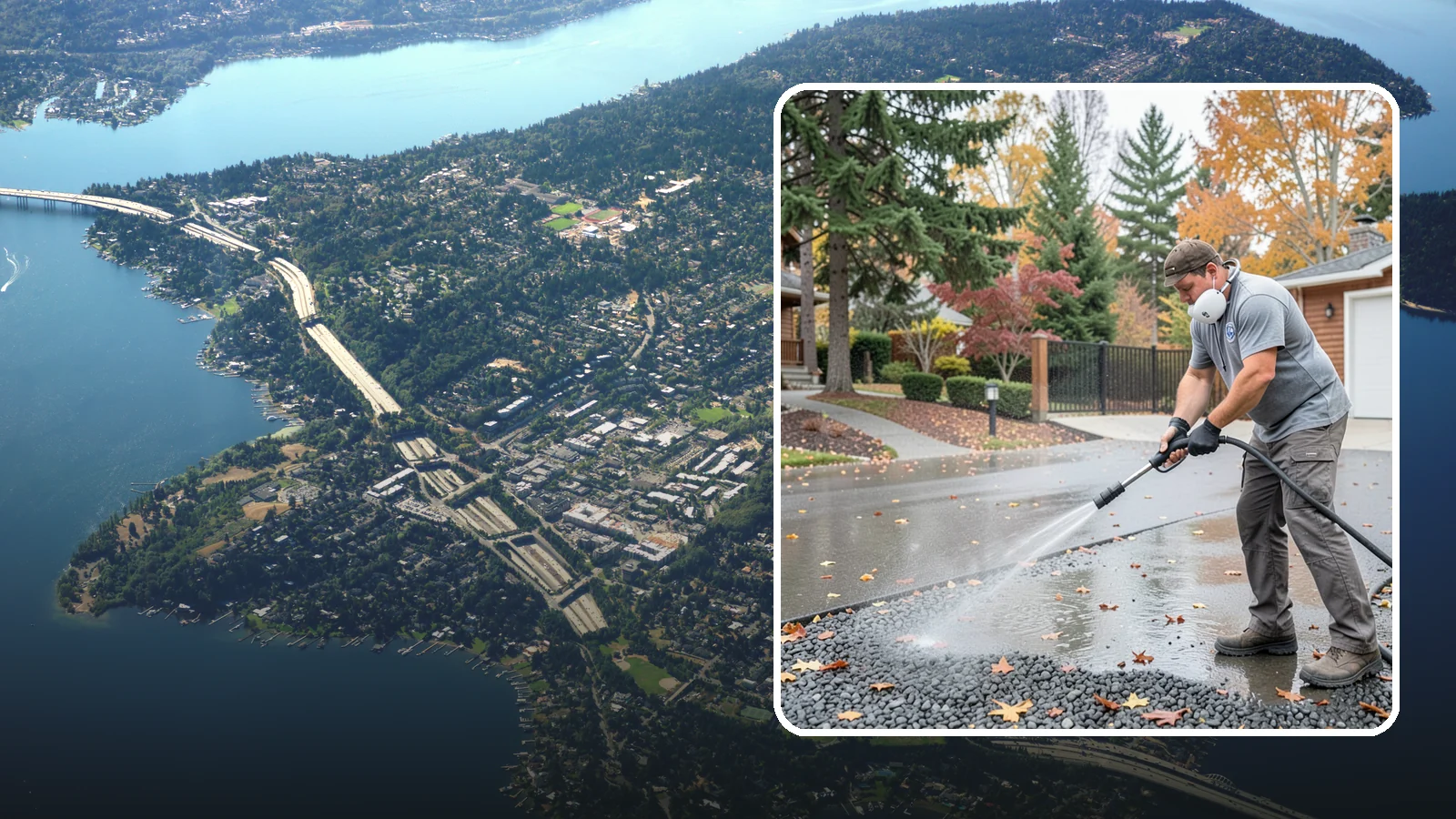 Gravel Border Cleaning in Mercer Island, King County, WA - Cleanup and refreshing of gravel borders and edges that frame Washington driveways and walkways.