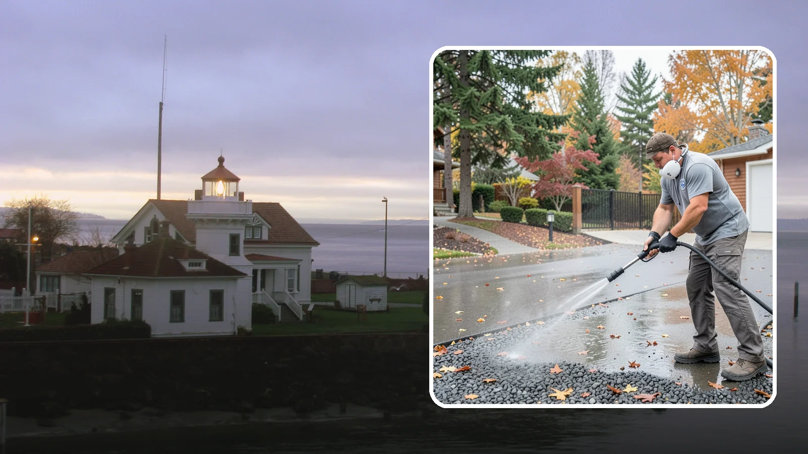 Gravel Border Cleaning in Mukilteo, Snohomish County, WA - Cleanup and refreshing of gravel borders and edges that frame Washington driveways and walkways.