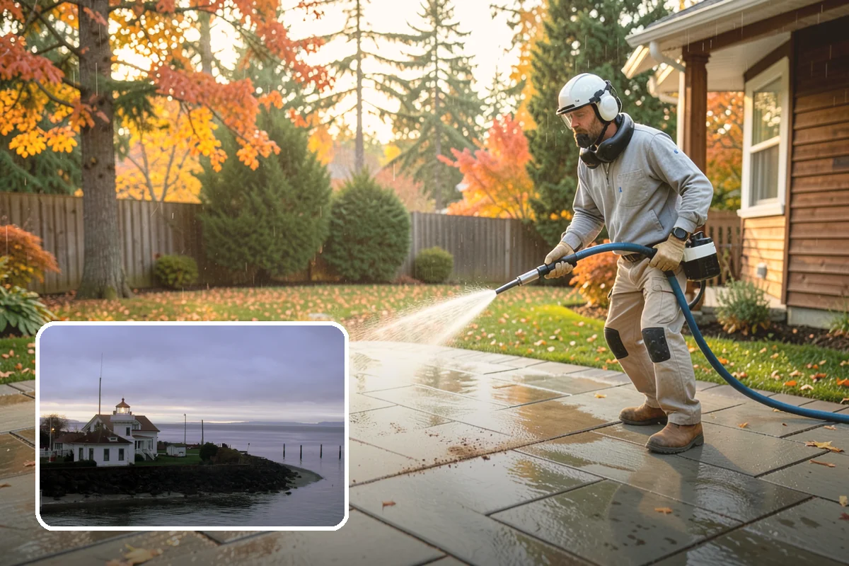 Gravel Border Cleaning in Mukilteo, Snohomish County, WA - Clears leaves and organic buildup from the gravel