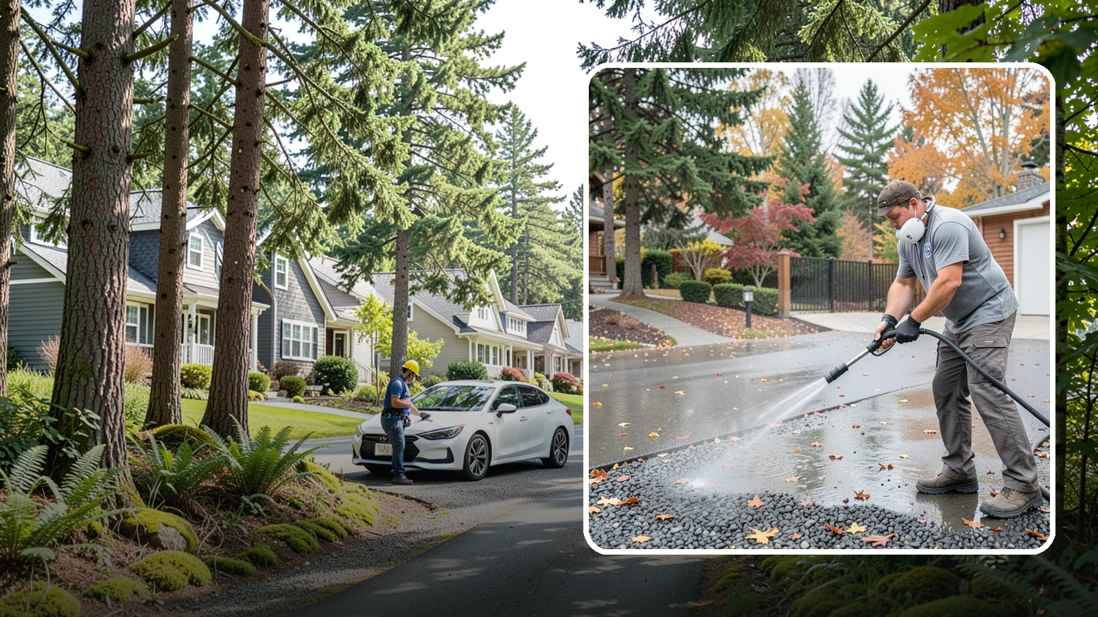 Gravel Border Cleaning in Normandy Park, King County, WA - Cleanup and refreshing of gravel borders and edges that frame Washington driveways and walkways.