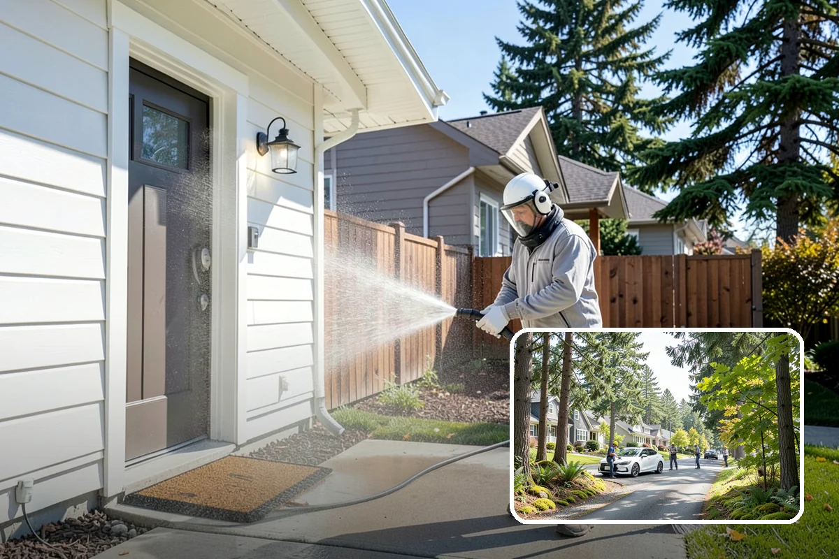 Gravel Border Cleaning in Normandy Park, King County, WA - Clears leaves and organic buildup from the gravel