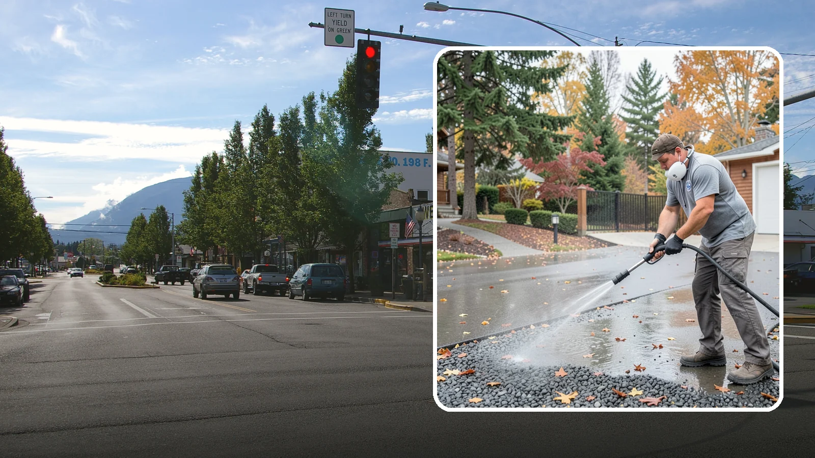 Gravel Border Cleaning in North Bend, King County, WA - Cleanup and refreshing of gravel borders and edges that frame Washington driveways and walkways.