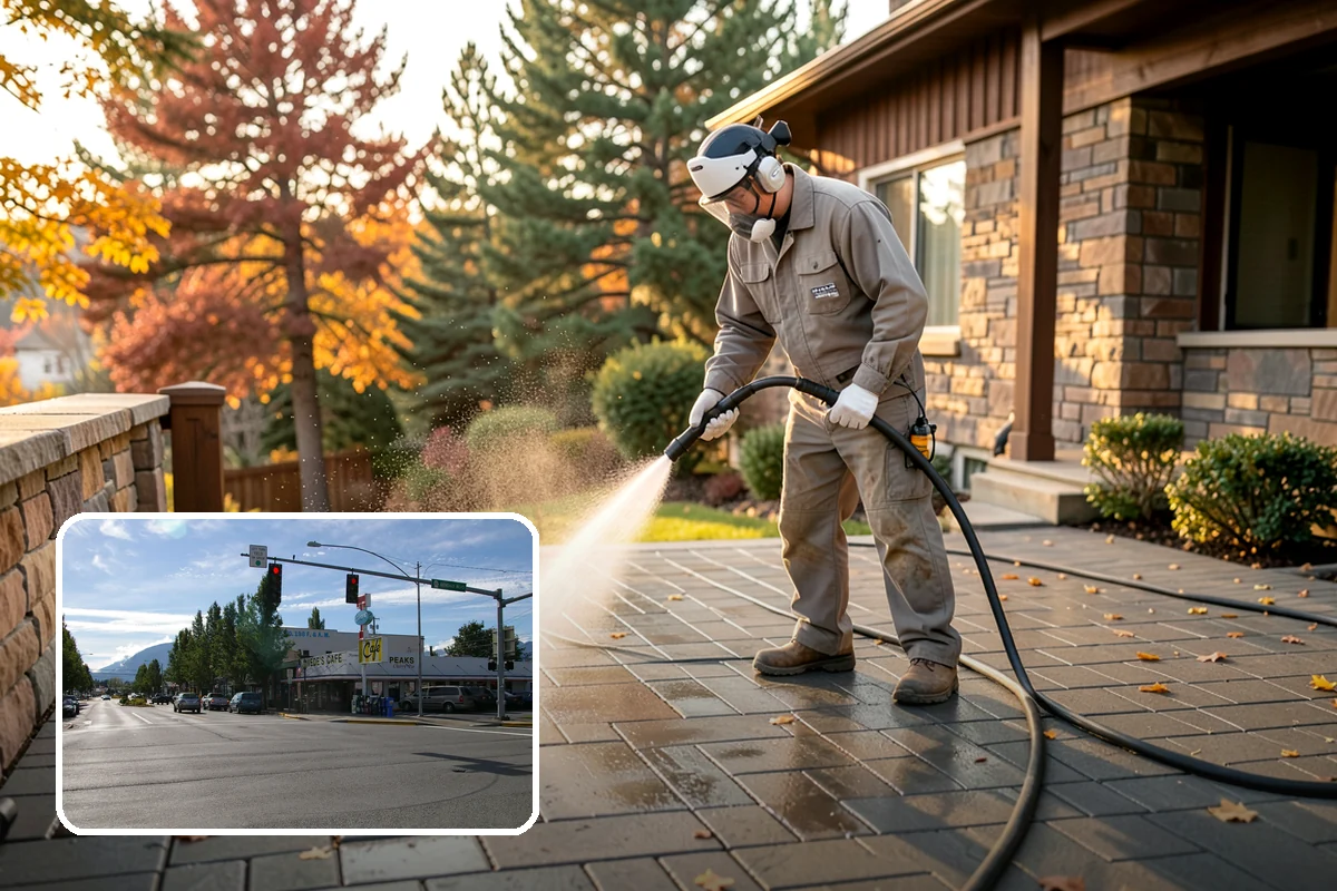 Gravel Border Cleaning in North Bend, King County, WA - Clears leaves and organic buildup from the gravel