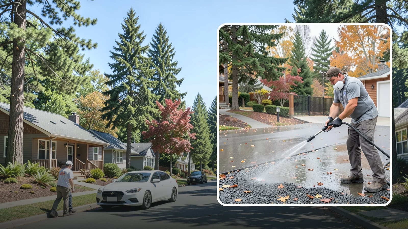 Gravel Border Cleaning in Orting, Pierce County, WA - Cleanup and refreshing of gravel borders and edges that frame Washington driveways and walkways.