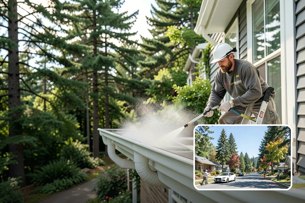 Gravel Border Cleaning in Orting, Pierce County, WA - Clears leaves and organic buildup from the gravel