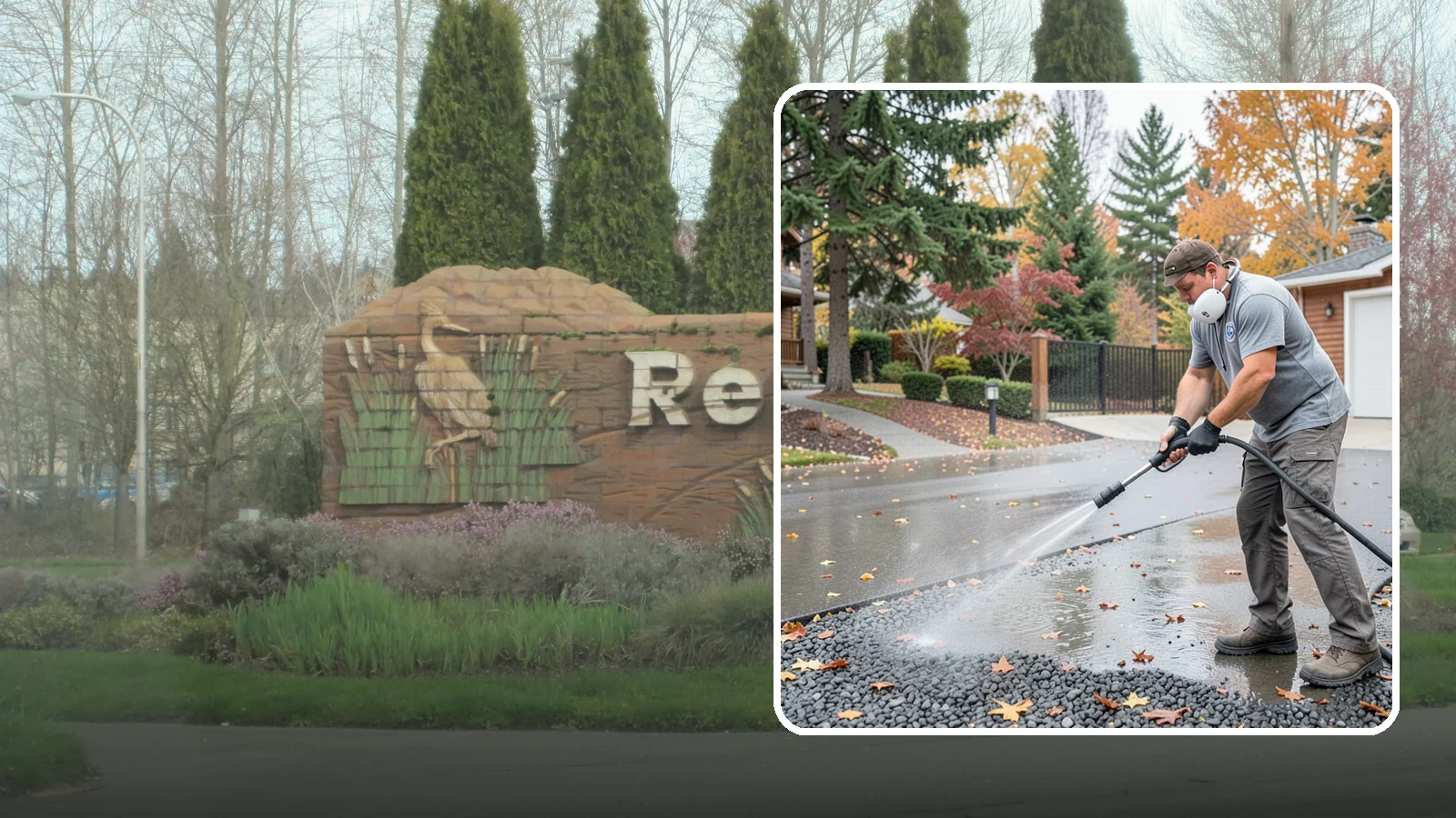 Gravel Border Cleaning in Renton, King County, WA - Cleanup and refreshing of gravel borders and edges that frame Washington driveways and walkways.