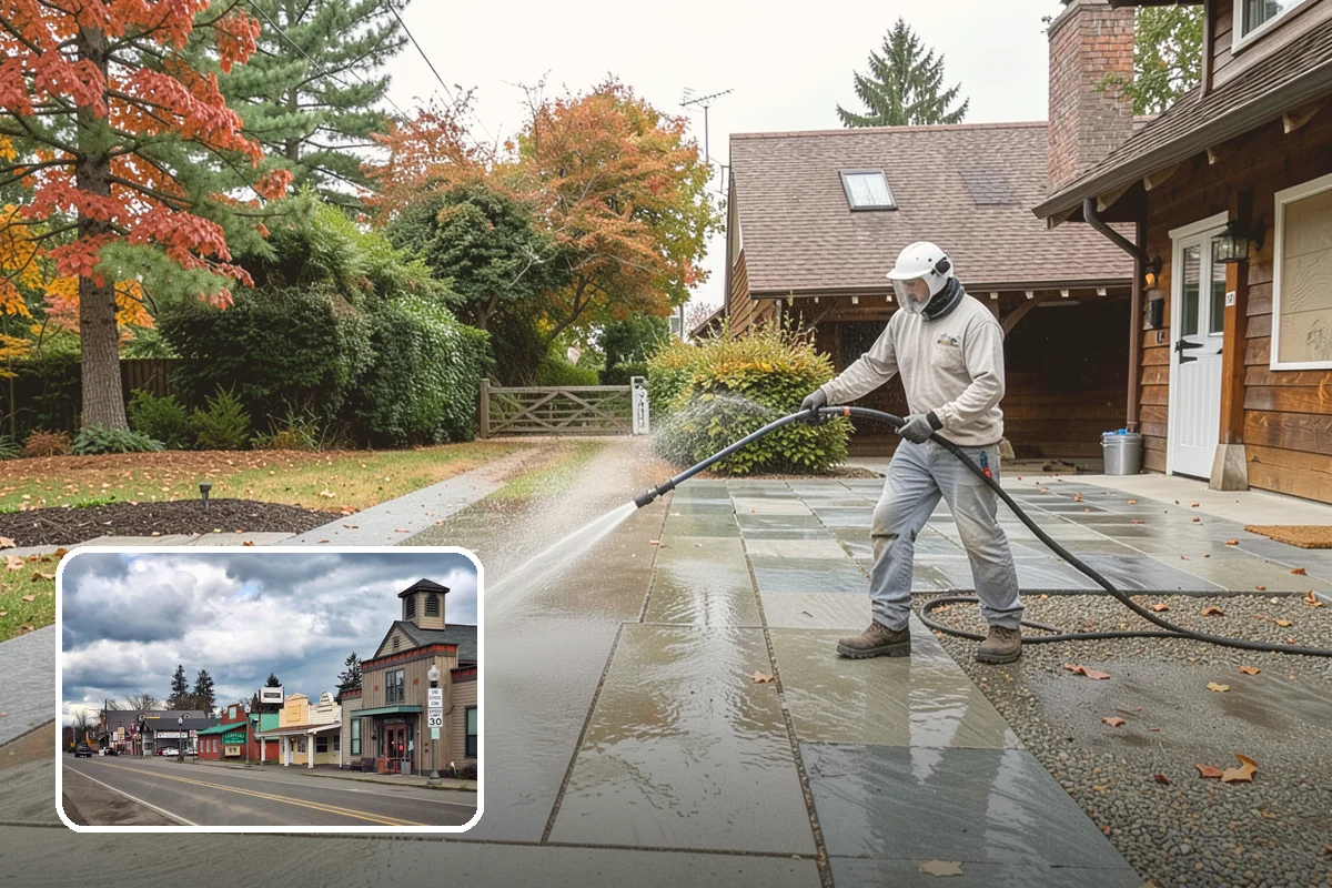 Gravel Border Cleaning in Roy, Pierce County, WA - Clears leaves and organic buildup from the gravel