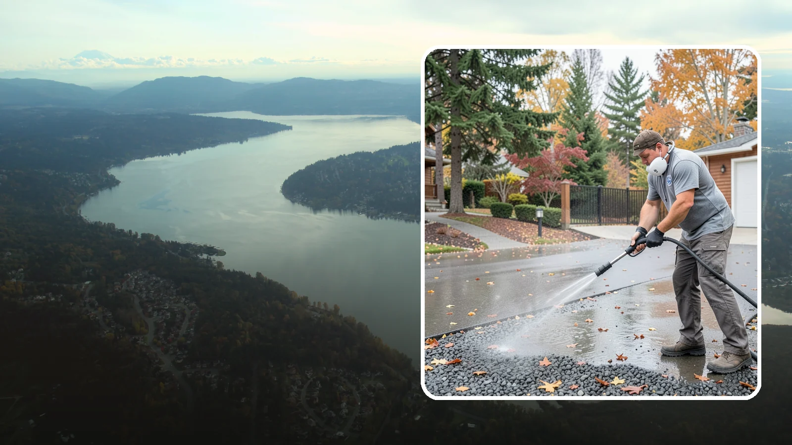 Gravel Border Cleaning in Sammamish, King County, WA - Cleanup and refreshing of gravel borders and edges that frame Washington driveways and walkways.
