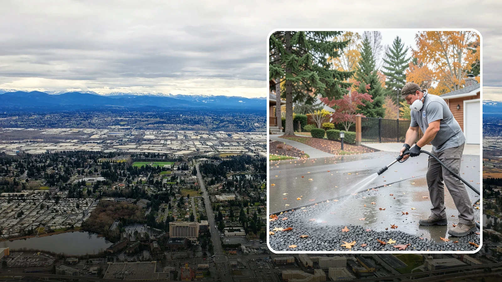 Gravel Border Cleaning in SeaTac, King County, WA - Cleanup and refreshing of gravel borders and edges that frame Washington driveways and walkways.