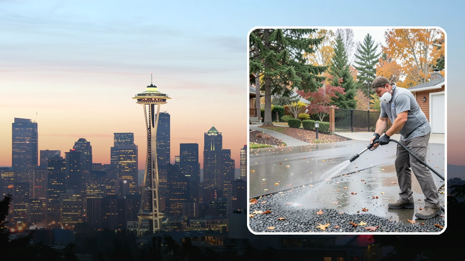 Gravel Border Cleaning in Seattle, King County, WA - Cleanup and refreshing of gravel borders and edges that frame Washington driveways and walkways.