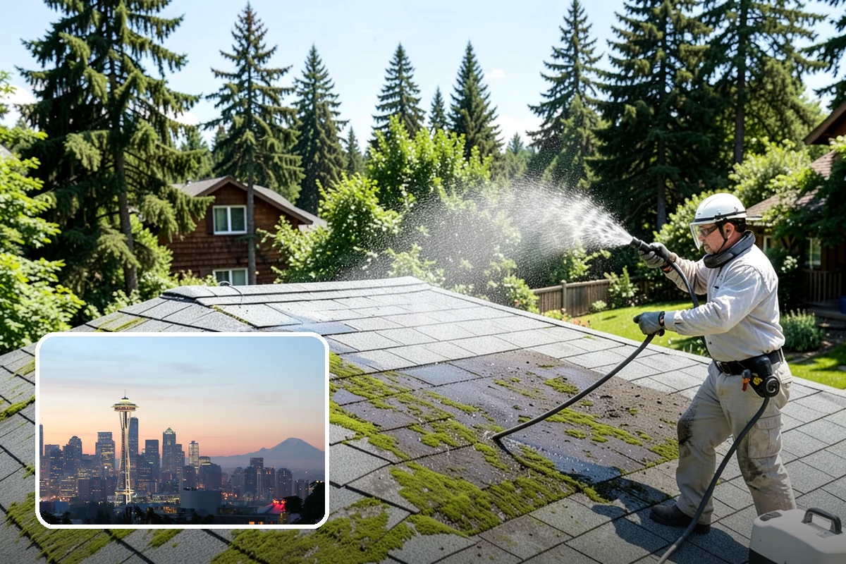 Gravel Border Cleaning in Seattle, King County, WA - Clears leaves and organic buildup from the gravel