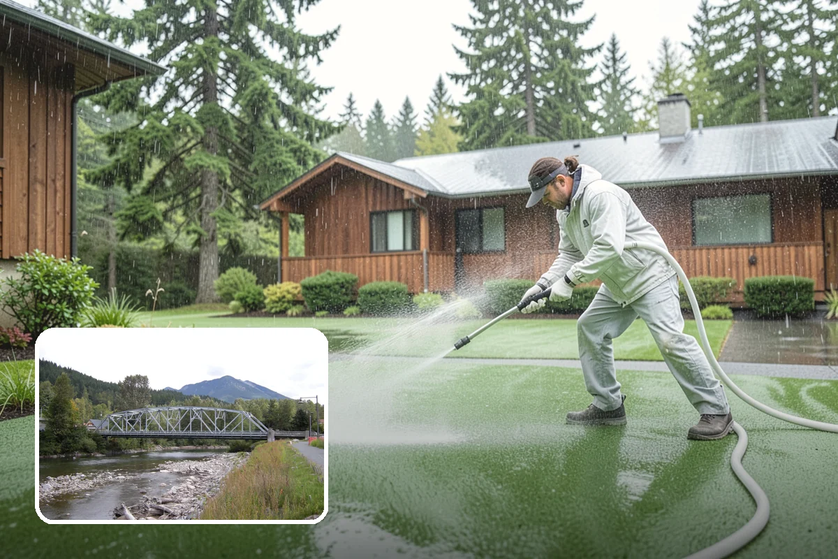 Gravel Border Cleaning in Skykomish, King County, WA - Clears leaves and organic buildup from the gravel