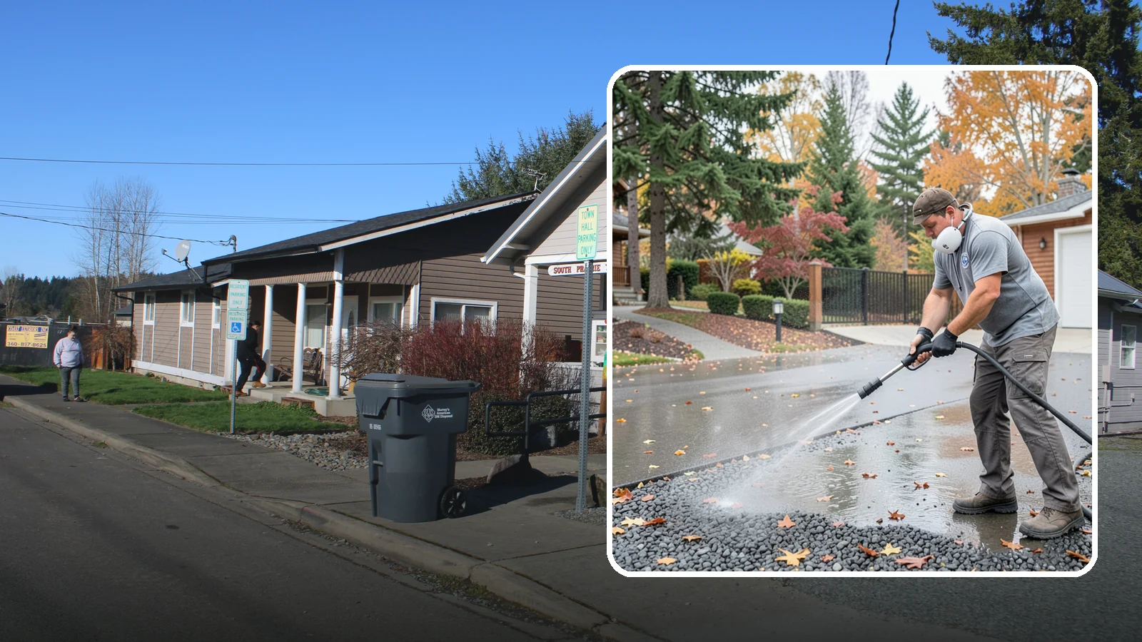 Gravel Border Cleaning in South Prairie, Pierce County, WA - Cleanup and refreshing of gravel borders and edges that frame Washington driveways and walkways.