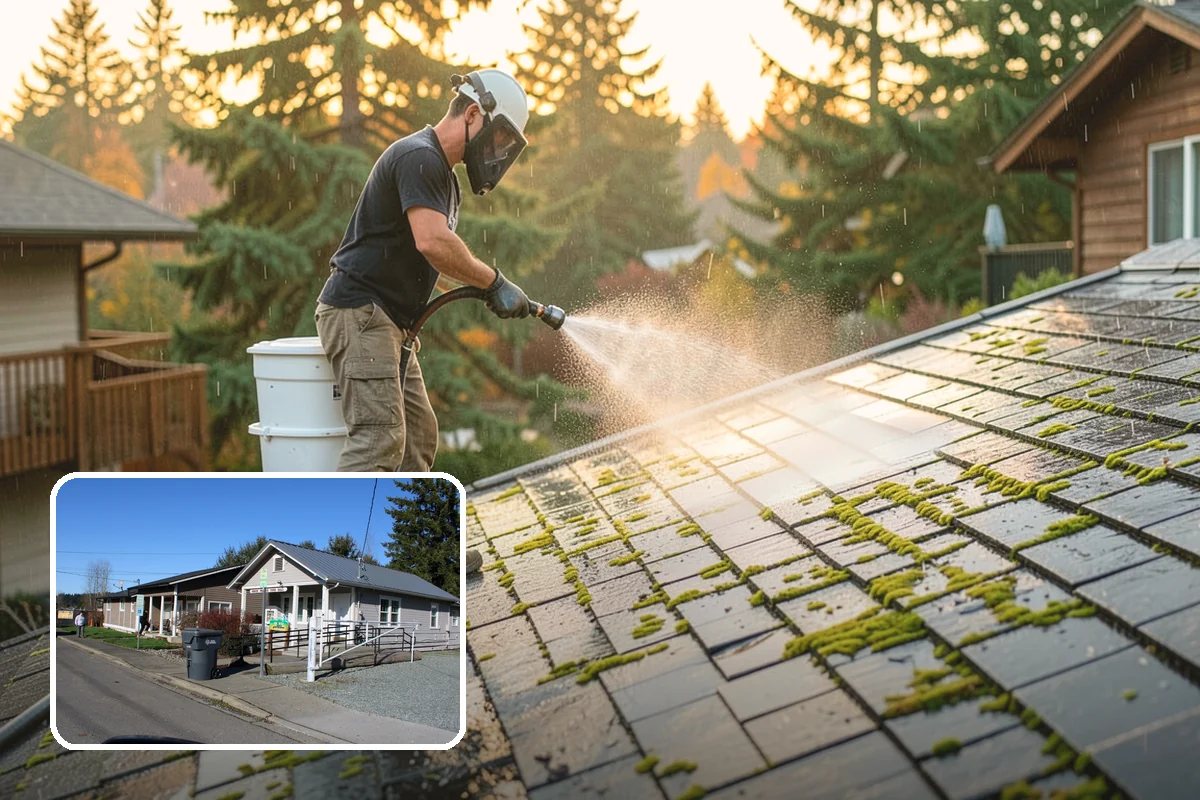 Gravel Border Cleaning in South Prairie, Pierce County, WA - Clears leaves and organic buildup from the gravel