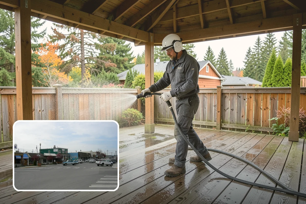 Gravel Border Cleaning in Stanwood, Snohomish County, WA - Clears leaves and organic buildup from the gravel
