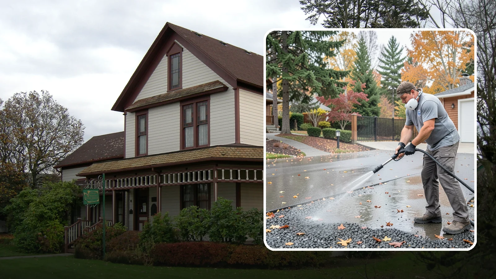 Gravel Border Cleaning in Sumner, Pierce County, WA - Cleanup and refreshing of gravel borders and edges that frame Washington driveways and walkways.