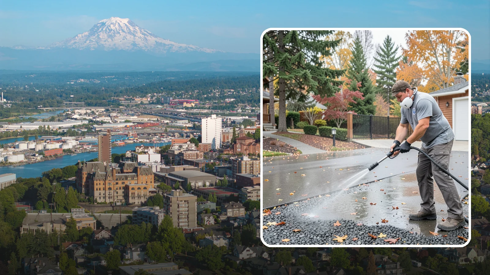 Gravel Border Cleaning in Tacoma, Pierce County, WA - Cleanup and refreshing of gravel borders and edges that frame Washington driveways and walkways.