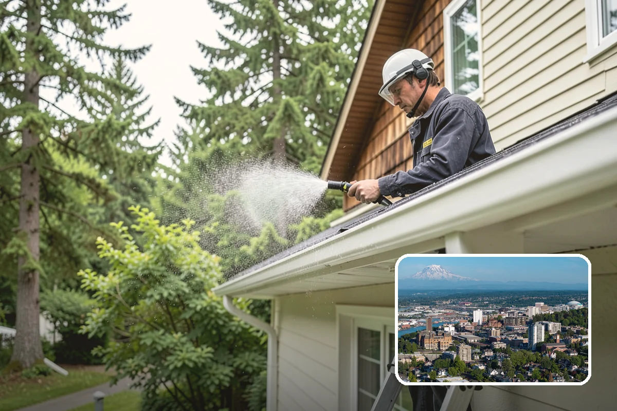 Gravel Border Cleaning in Tacoma, Pierce County, WA - Clears leaves and organic buildup from the gravel