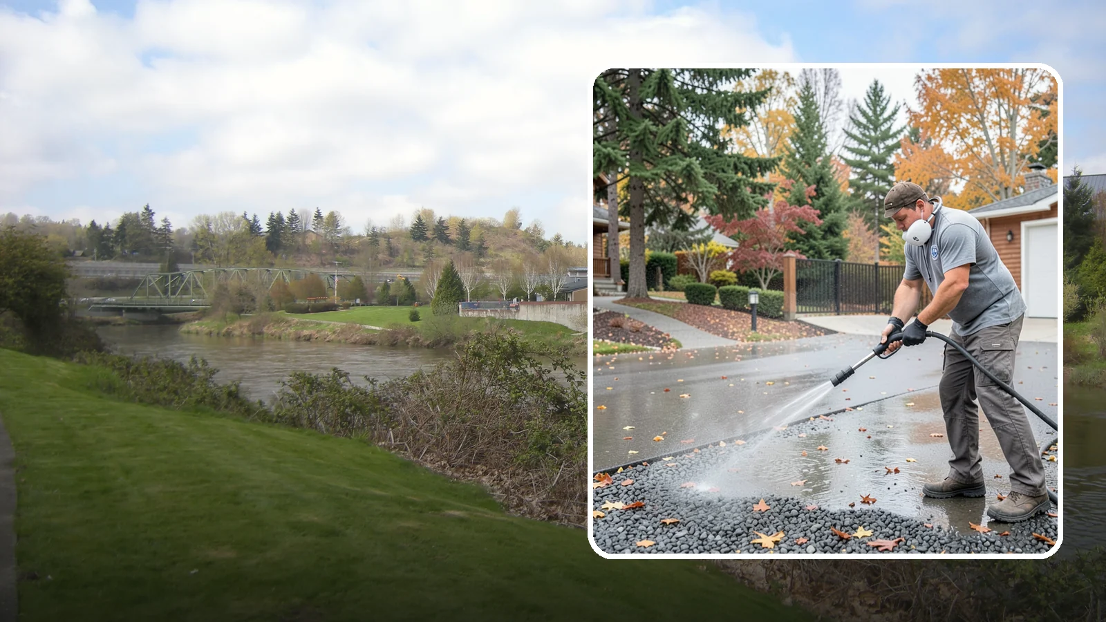 Gravel Border Cleaning in Tukwila, King County, WA - Cleanup and refreshing of gravel borders and edges that frame Washington driveways and walkways.