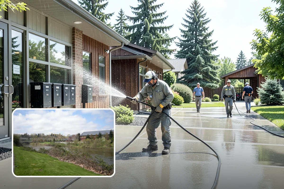 Gravel Border Cleaning in Tukwila, King County, WA - Clears leaves and organic buildup from the gravel