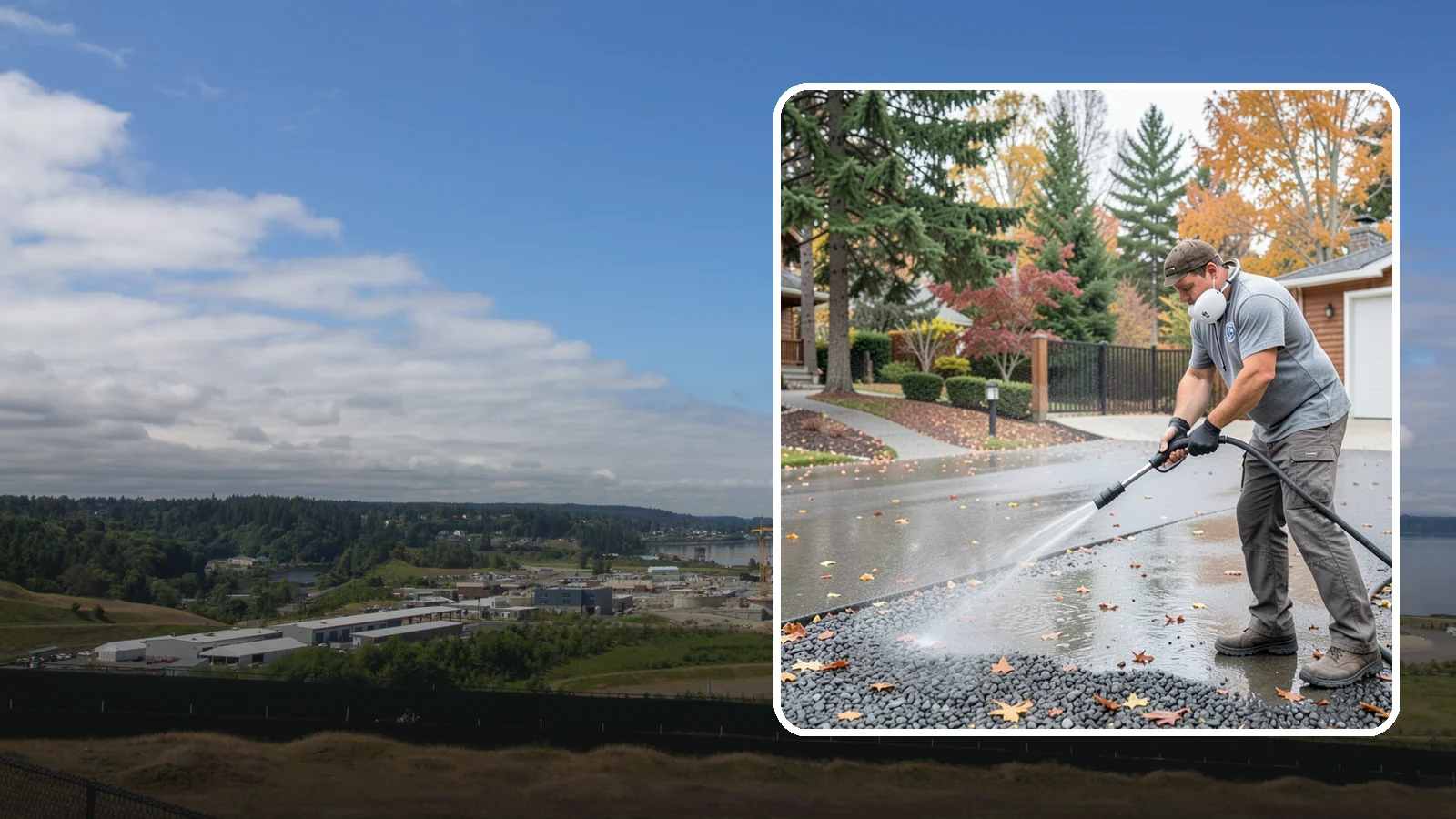 Gravel Border Cleaning in University Place, Pierce County, WA - Cleanup and refreshing of gravel borders and edges that frame Washington driveways and walkways.