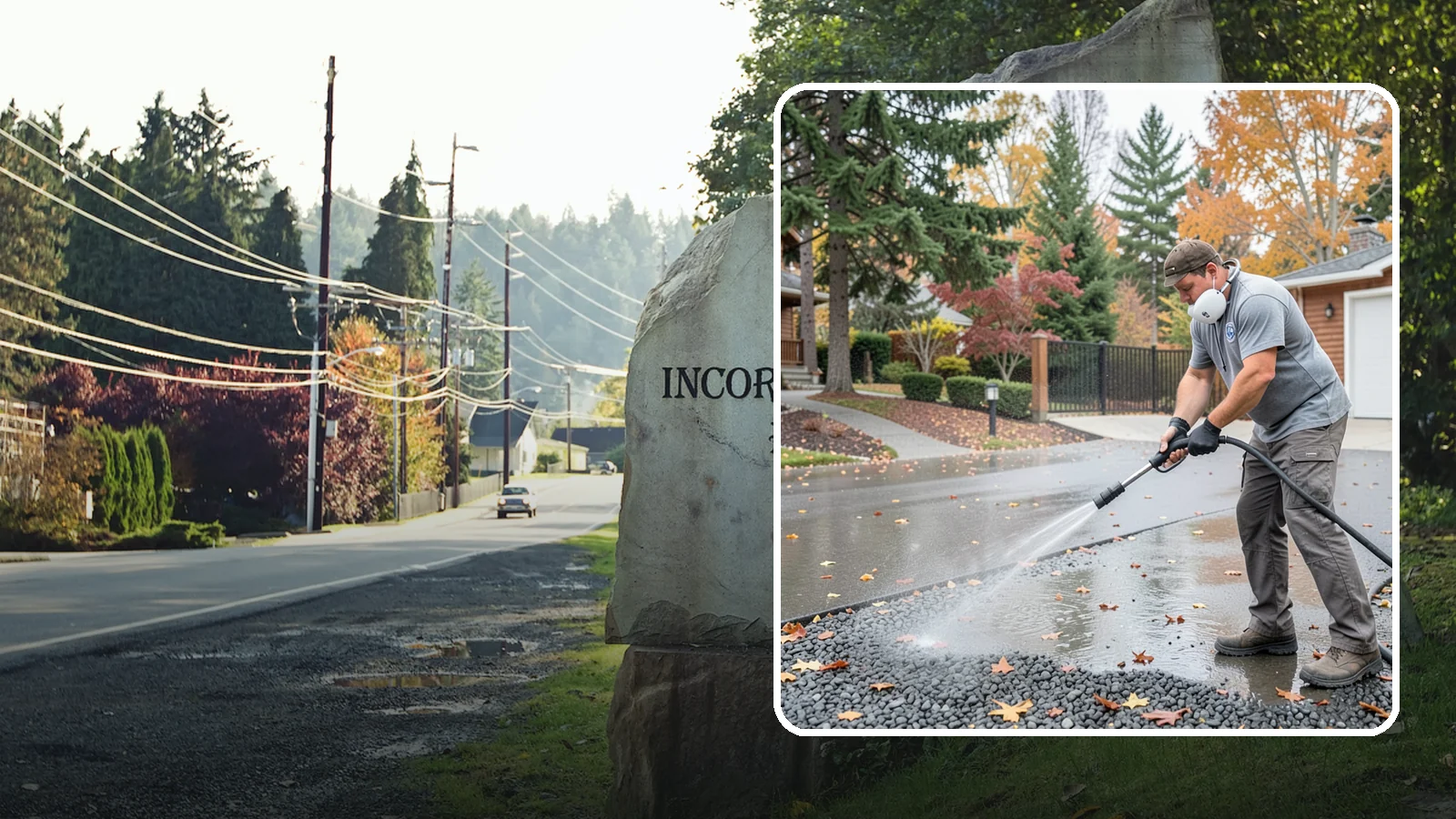 Gravel Border Cleaning in Wilkeson, Pierce County, WA - Cleanup and refreshing of gravel borders and edges that frame Washington driveways and walkways.