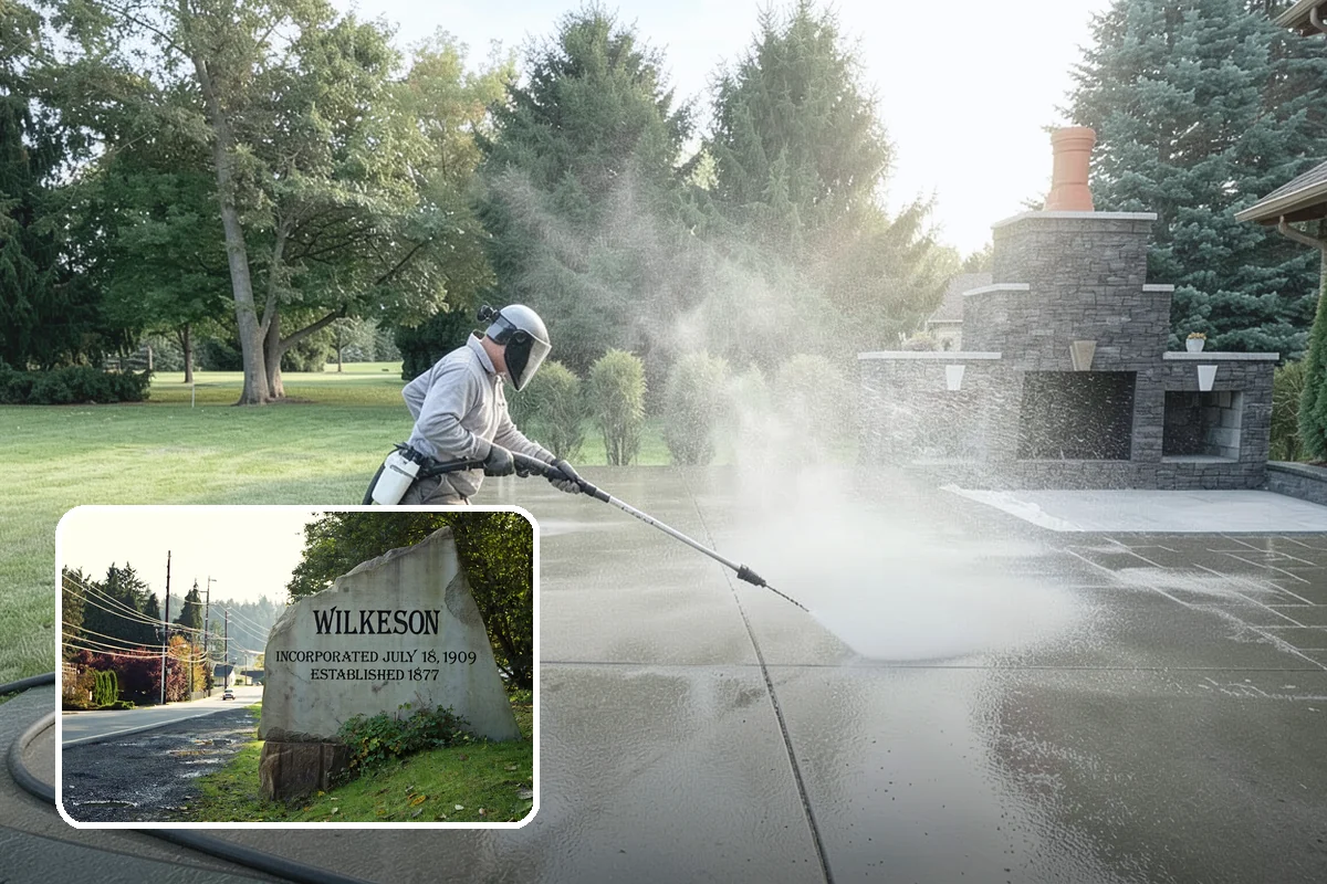 Gravel Border Cleaning in Wilkeson, Pierce County, WA - Clears leaves and organic buildup from the gravel